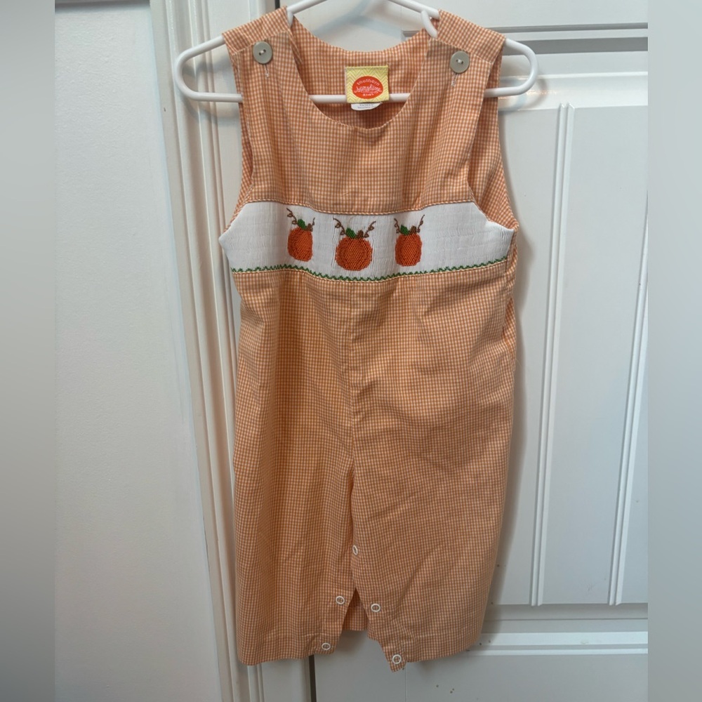 Orange Gingham Kids Romper